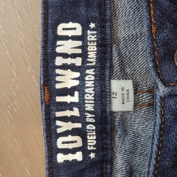 EUC Idyllwind Jeans Women's sz 12 Mis Rise Dark Wash Raw Hem Flare Denim Jean - Picture 6 of 11